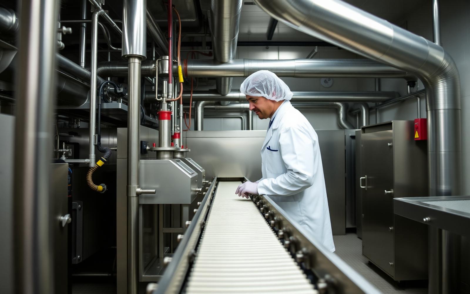Linha de processo em aço inoxidável de indústria alimentícia